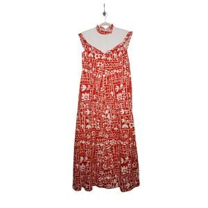 Vintage Andrade Hawaii Aloha Maxi Dress Red 70s Honolulu Beach Surf